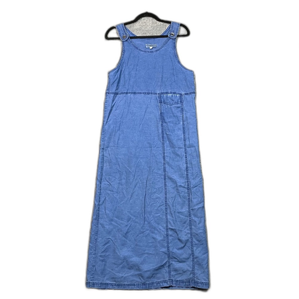 Vintage Cynthia Max Relax Maxi Jumper Dress Womens Small Denim Sleeveless Retro